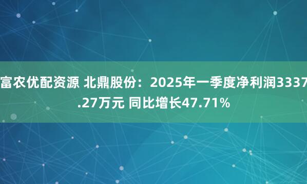 富农优配资源 北鼎股份：2025年一季度净利润3337.27万元 同比增长47.71%